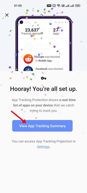 App-Tracking-Zusammenfassung anzeigen