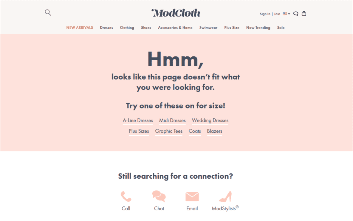 ModCloth 404 페이지