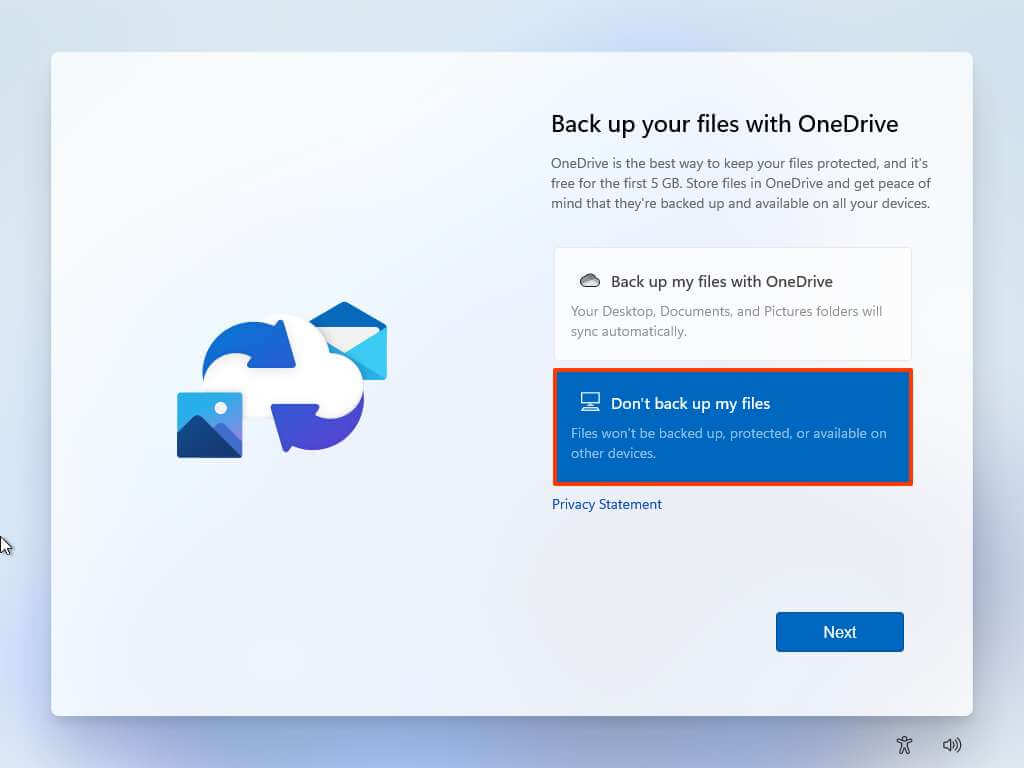 Windows 11 OOBE 파일을 OneDrive에 백업