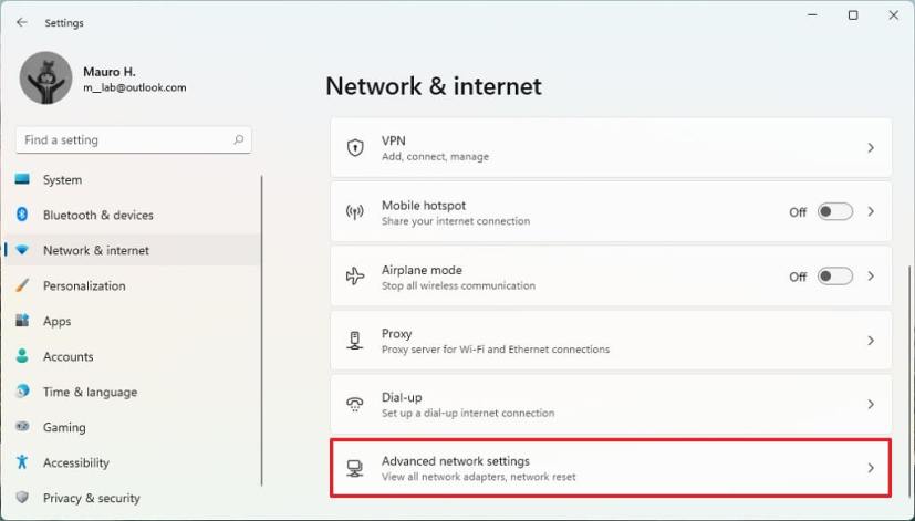 Configurações de rede avançadas