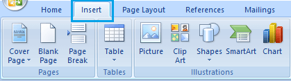 Microsoft Word-tabblad invoegen