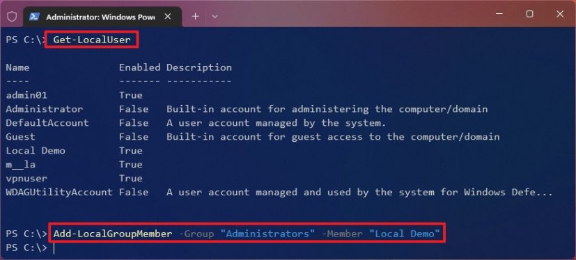 PowerShell de usuario a comando de administrador