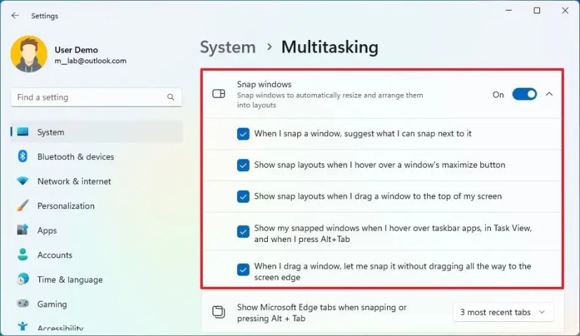 Windows 11 Snap Settings