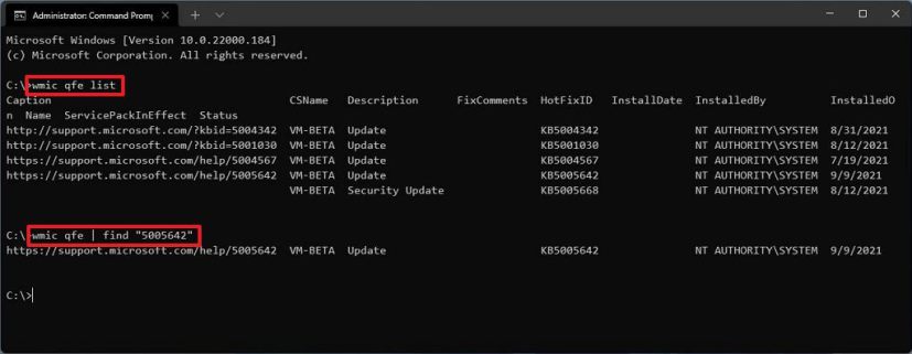 Commande de liste de mise à jour de Windows 11