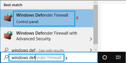 Отворете защитната стена на Windows Defender