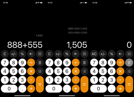 iphone kalkulator historie