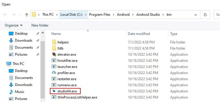 Oversikt over Android Studio-filer i filutforsker