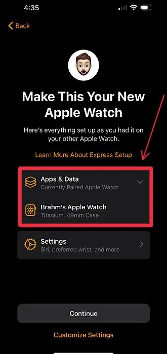 Backup dell'iPhone dell'Apple Watch