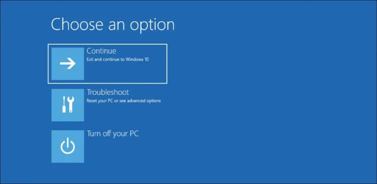 Windows Kurtarma Ortamı seçeneğini belirleyin