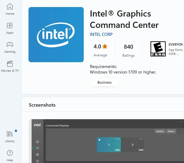 Intel Graphics Command Center Microsoft