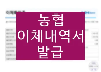 농협 이체내역서 확인증 발급 방법