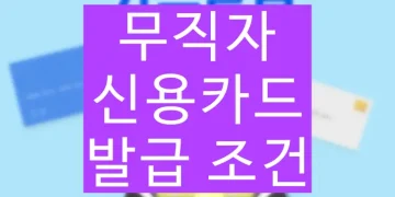 무직자 신용카드 발급 조건, 발급 쉬운곳