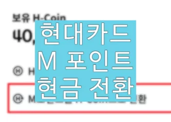 현대카드 M포인트 현금전환 사용방법 (H-Coin 계좌이체)