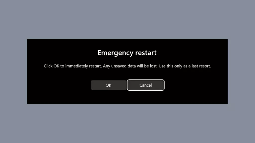 Windows 11 vészhelyzeti újraindítás