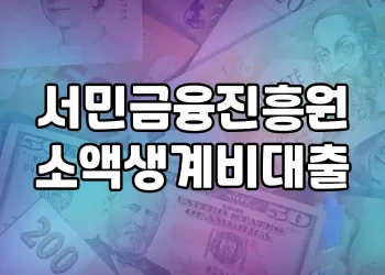 서민금융진흥원 소액생계비대출 지원 안내