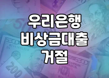 우리은행 비상금대출 거절 | 대안 상품 소개