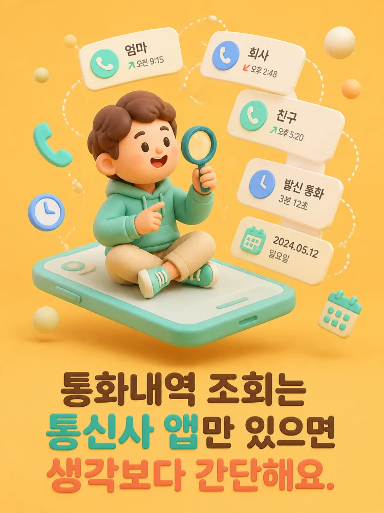 스마트폰으로 통화내역을 조회하는 모습