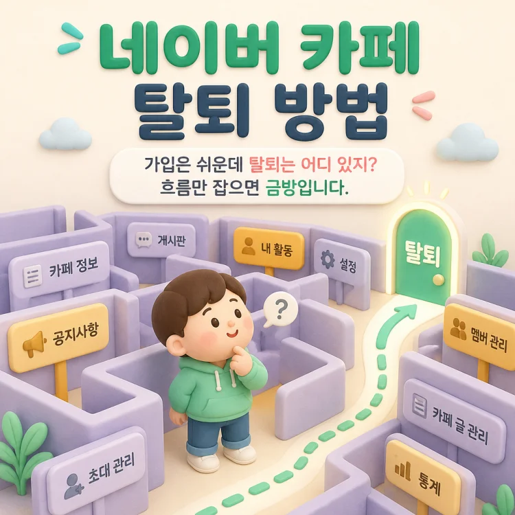 네이버 카페 탈퇴 버튼을 찾는 사용자의 모습